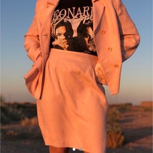 Pink skirt suit
